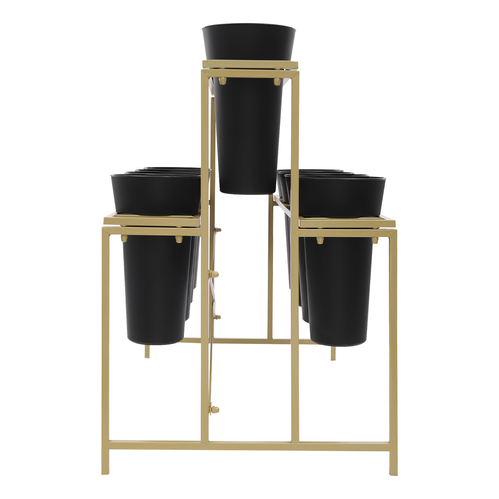 Flower Display Stand with 12 Pcs Buckets, 3 Tier Metal Stand, Indoor & Outdoor