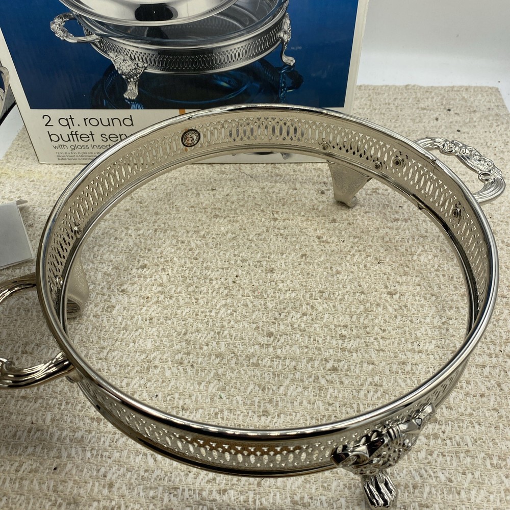 GODINGER SILVER ART COMPANY SILVER PLATED ROUND BUFFET SERVER 2 QUART