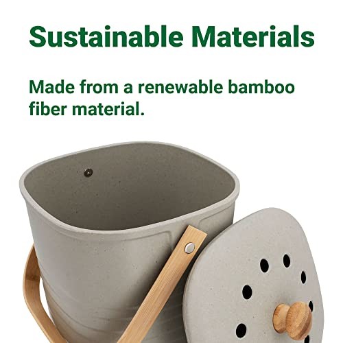 Bamboo Fiber Kitchen Compost Bin (Grey) Gray