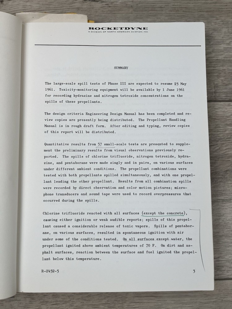 Rocketdyne Hazard Classification New Liquid Propellants Progress Report ‘60-‘61