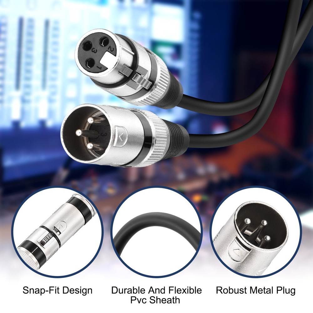 6 Pcs XLR Cables, 3 ft Microphone Cable for Live Recording Studios, Black