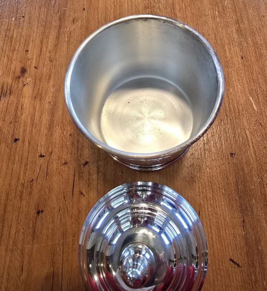 Vintage Silverplate Tea Caddy Steamliner Ship Tableware "First Class Only"