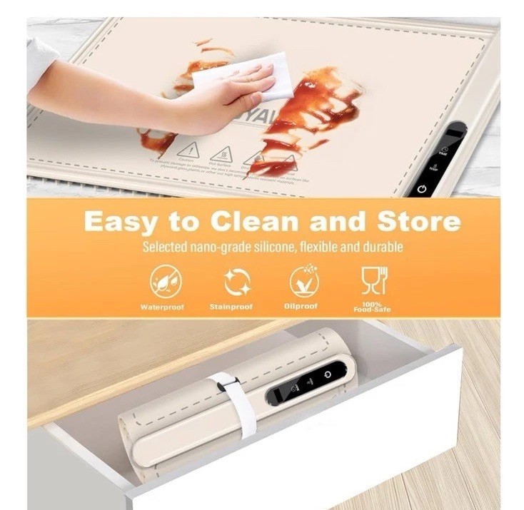 Electric Warming Mat Tray for Buffets Party 7 Level Temperatures Timer
