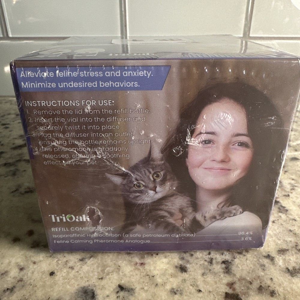 TriOak Cat Calming Diffuser Kit Feline Anxiety Relief Pheromone Kit 2 Diffusers