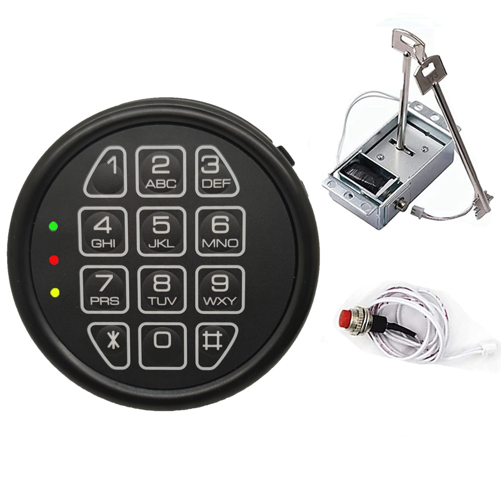 Gun Safe Lock Replacement Solenoid Lock with 2 Master Keys Black Keypad Lock