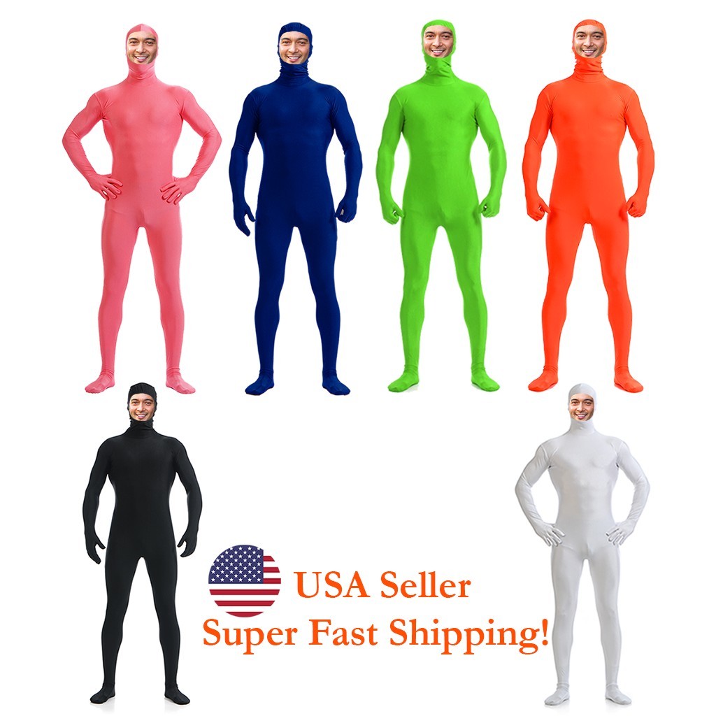 Full Body Zentai Suit Men's Women's Spandex Halloween Open Face Costume