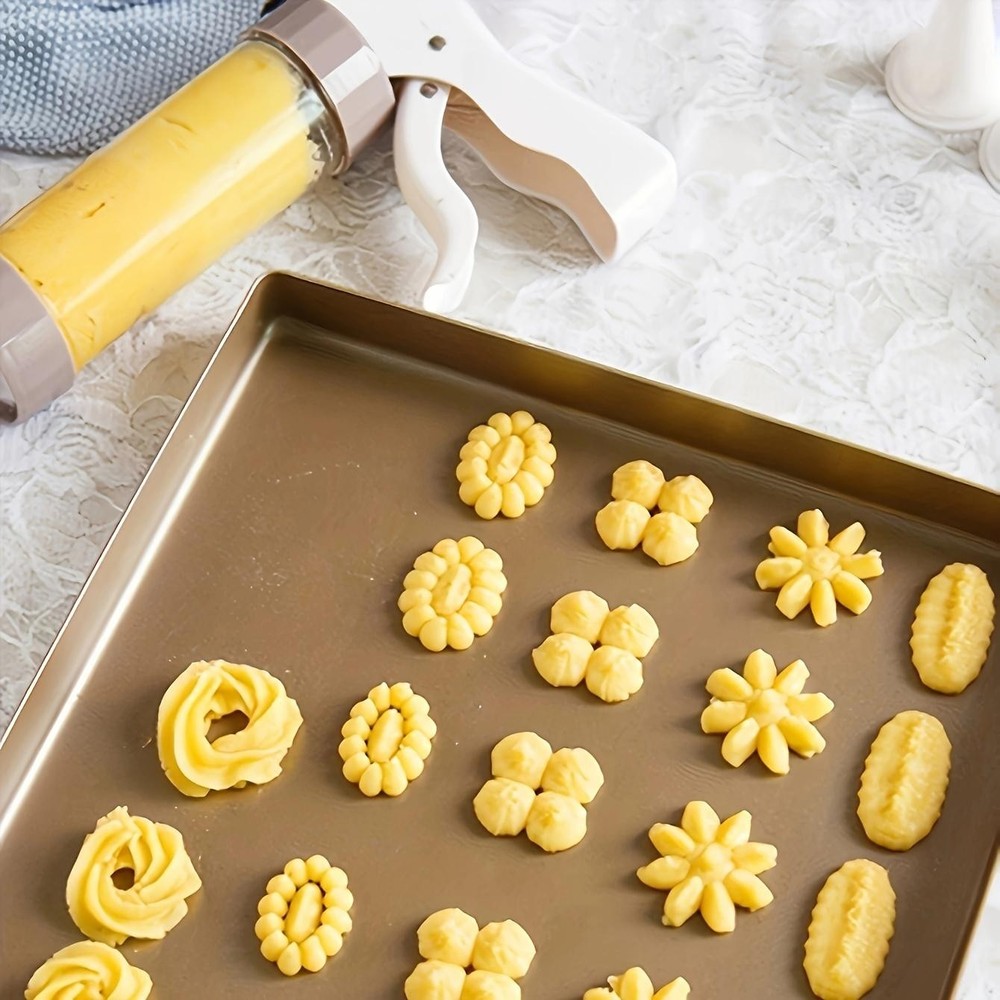 1set-cookie Press Set Plastic Gun with Nozzles Small Cookie Baking Tool