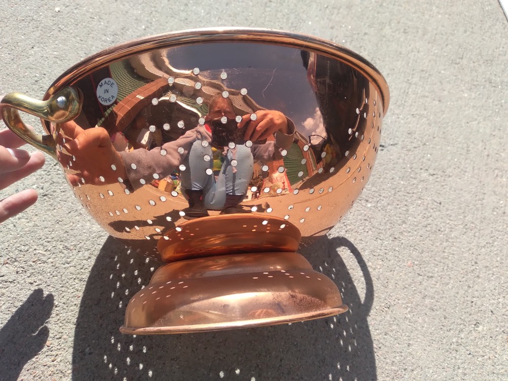 Vintage Copper Cookware Strainer Colander Handles
