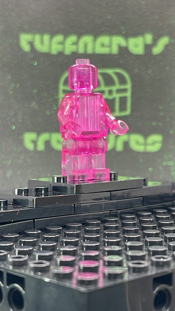 CUSTOM BLANK MOC TRANSPARENT HOT PINK MINIFIG