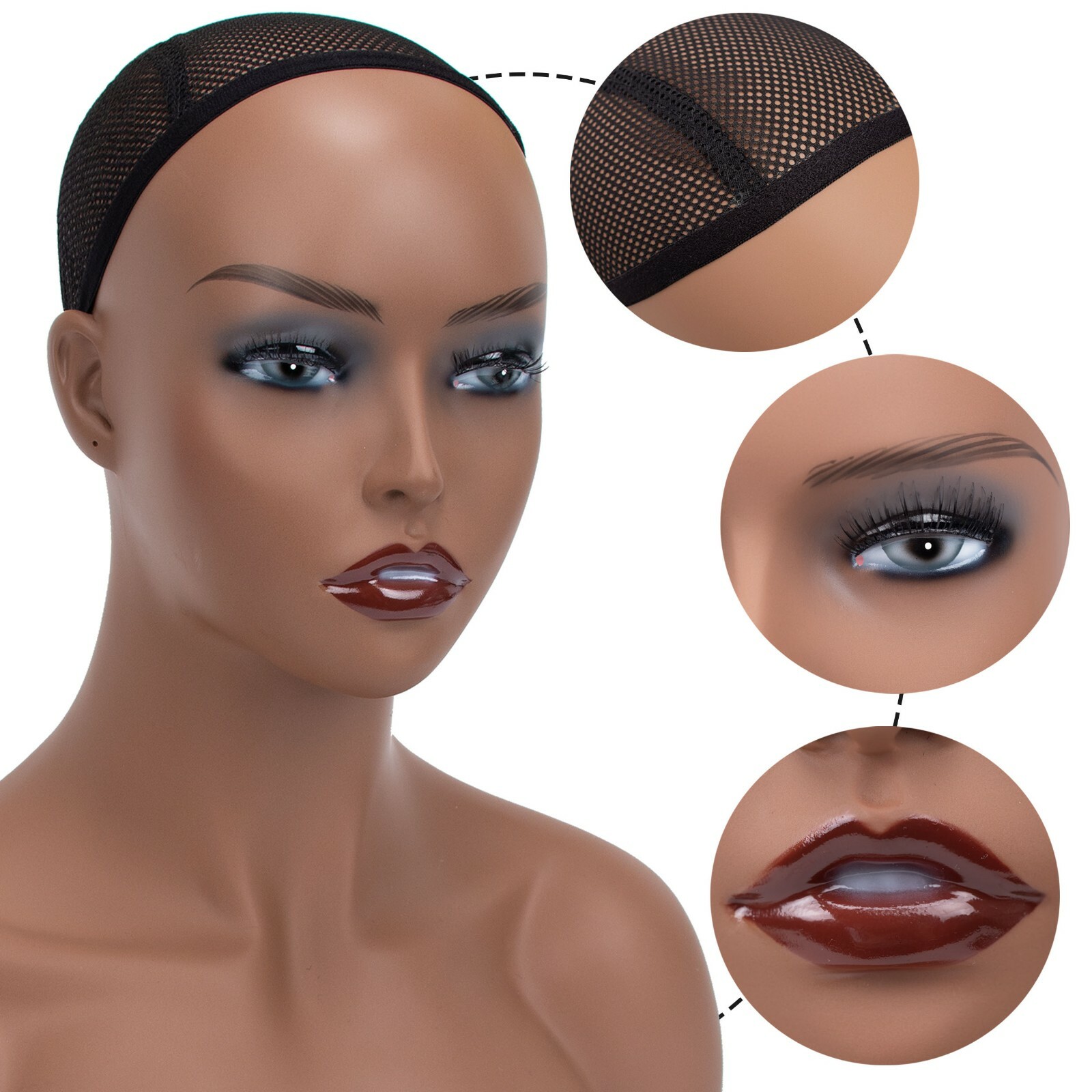 16.5" Realistic Mannequin Wig Head Manikin shoulder Bust Stand Display Hair DE-S