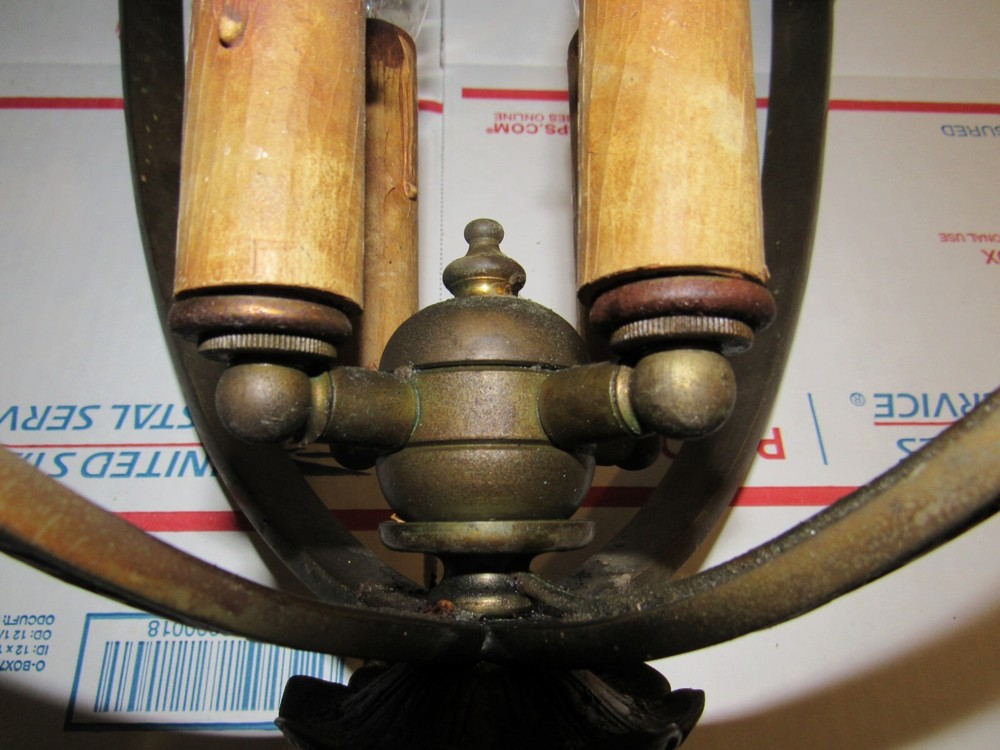 ANTIQUE BRONZE GOTHIC HANGING LIGHT WITH 4 DEVIL HEADS