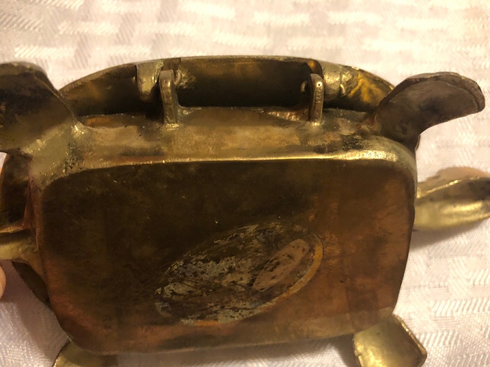 Vintage BRASS TURTLE Ashtray Trinket