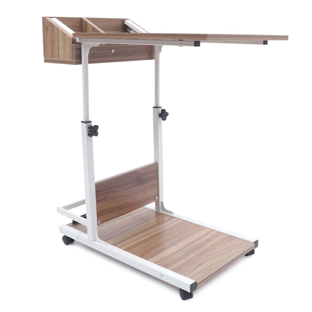 Adjustable Height Laptop Desk Rolling Bedside Table Computer Over Bed Standing