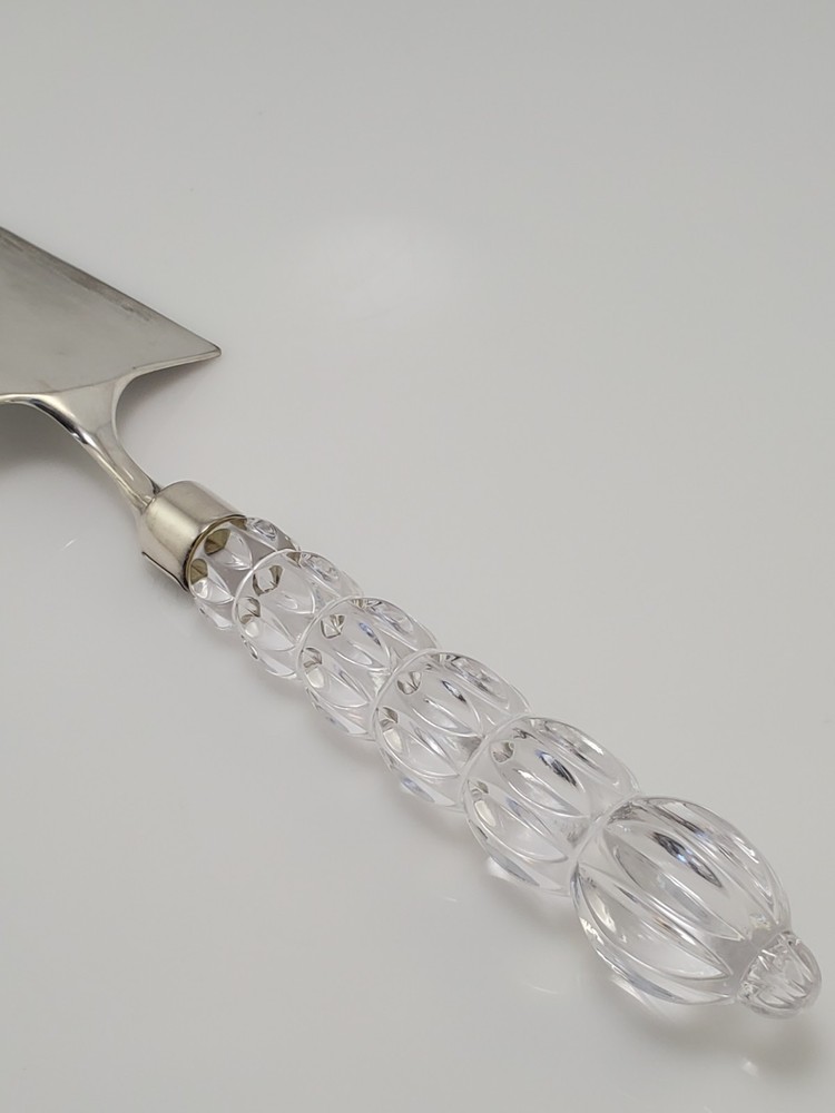 Mikasa Cake Pie Server Knife with Crystal Handle Silver Plated Rousseau Pattern