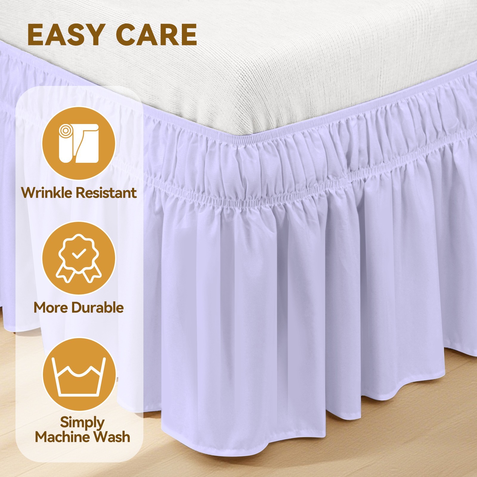 Purple Bed Skirt for Twin Bed, 18-inch Tailored Drop, Adjustable Elastic Belt