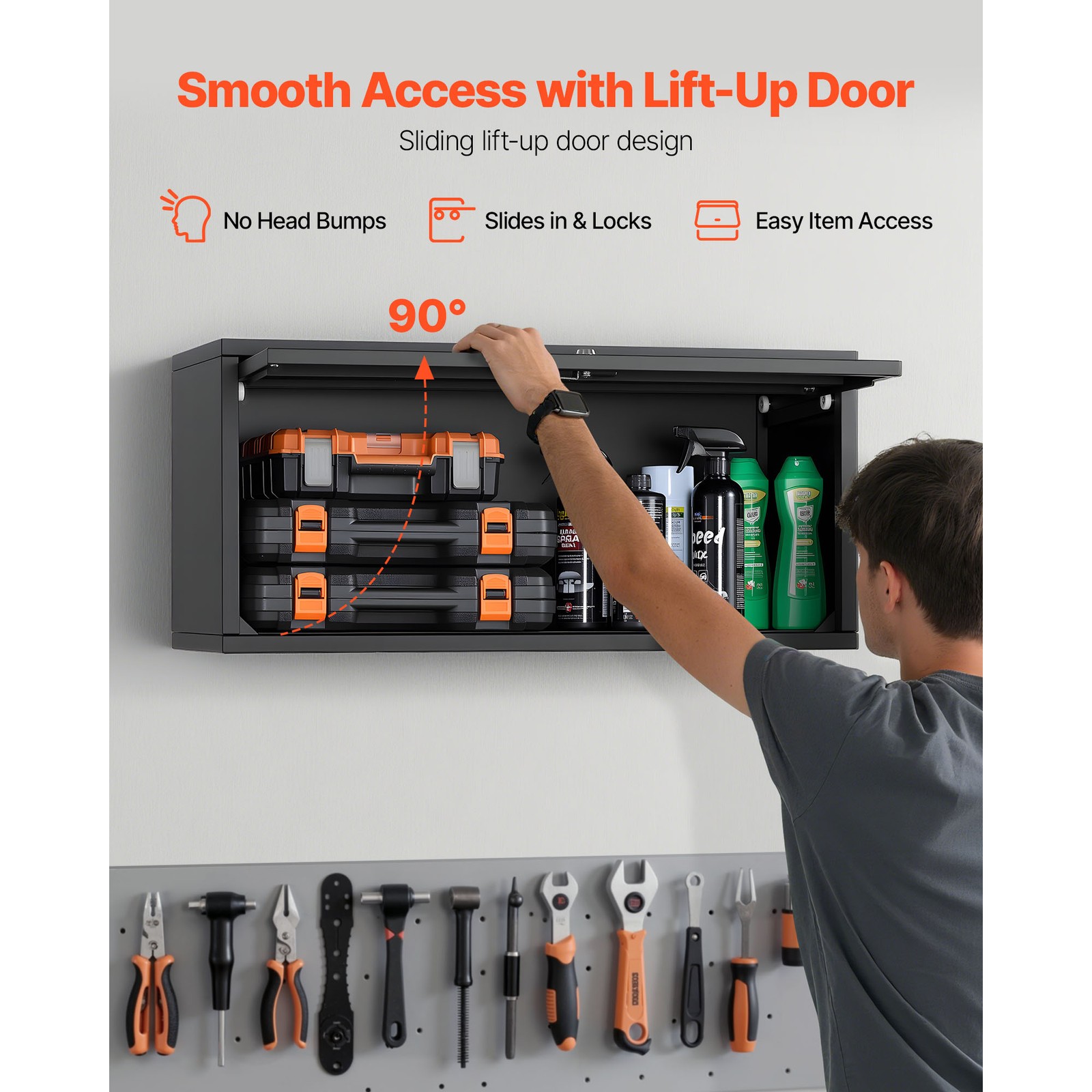 Uimoso Metal Wall Storage Cabinet with Flip-Up Door and 120 lbs Shelf Capacity