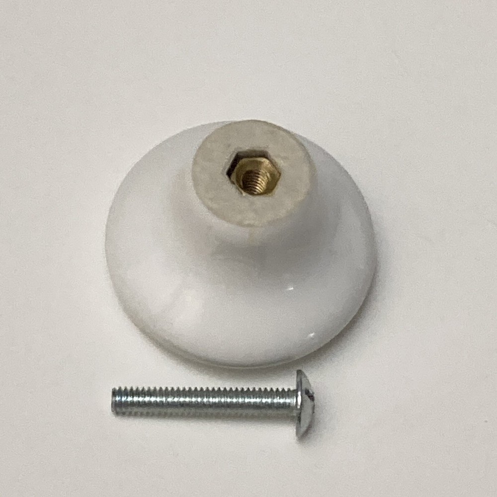 6 Pieces WHITE PORCELAIN Classic Cabinet Door Drawer Pulls Knobs 1.5" ROUND