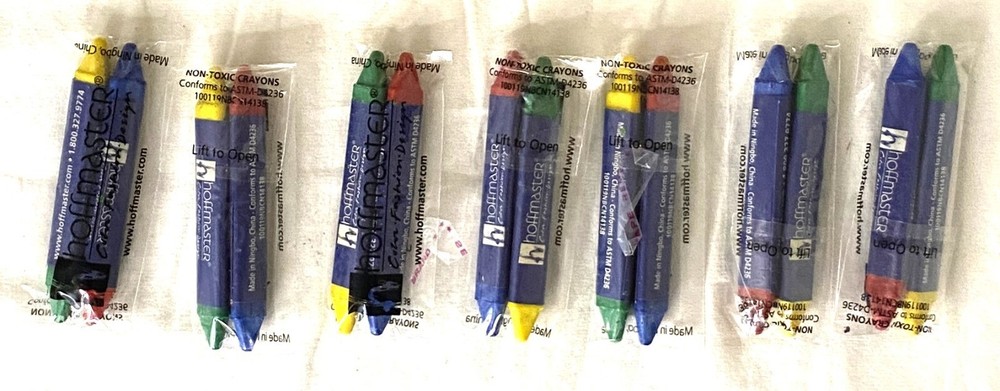 1000 - Hoffmaster Mini Triangular DBL Tip Crayons 120840 Red/Blue & Green/Yellow