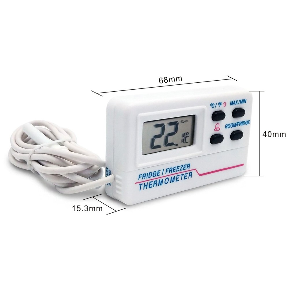 LCD Fridge Freezer Thermometer Digital Refrigerator Thermometer with 2 Sensor...