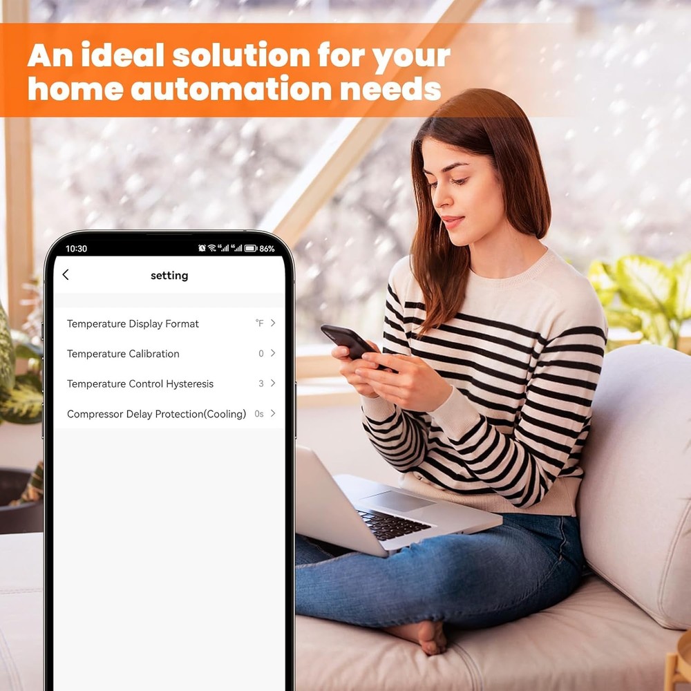 New Generation! Smart Wifi Heating Cooling Temperature Controlled Outlet, Compa