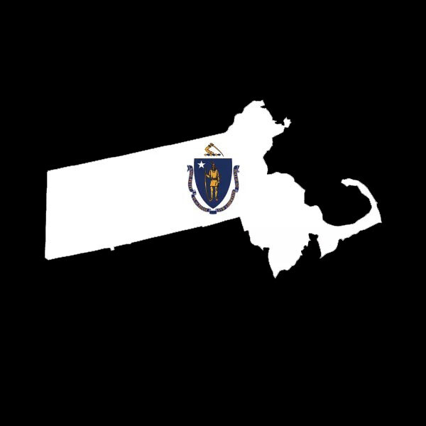 Massachusetts State Shaped Flag Sticker
