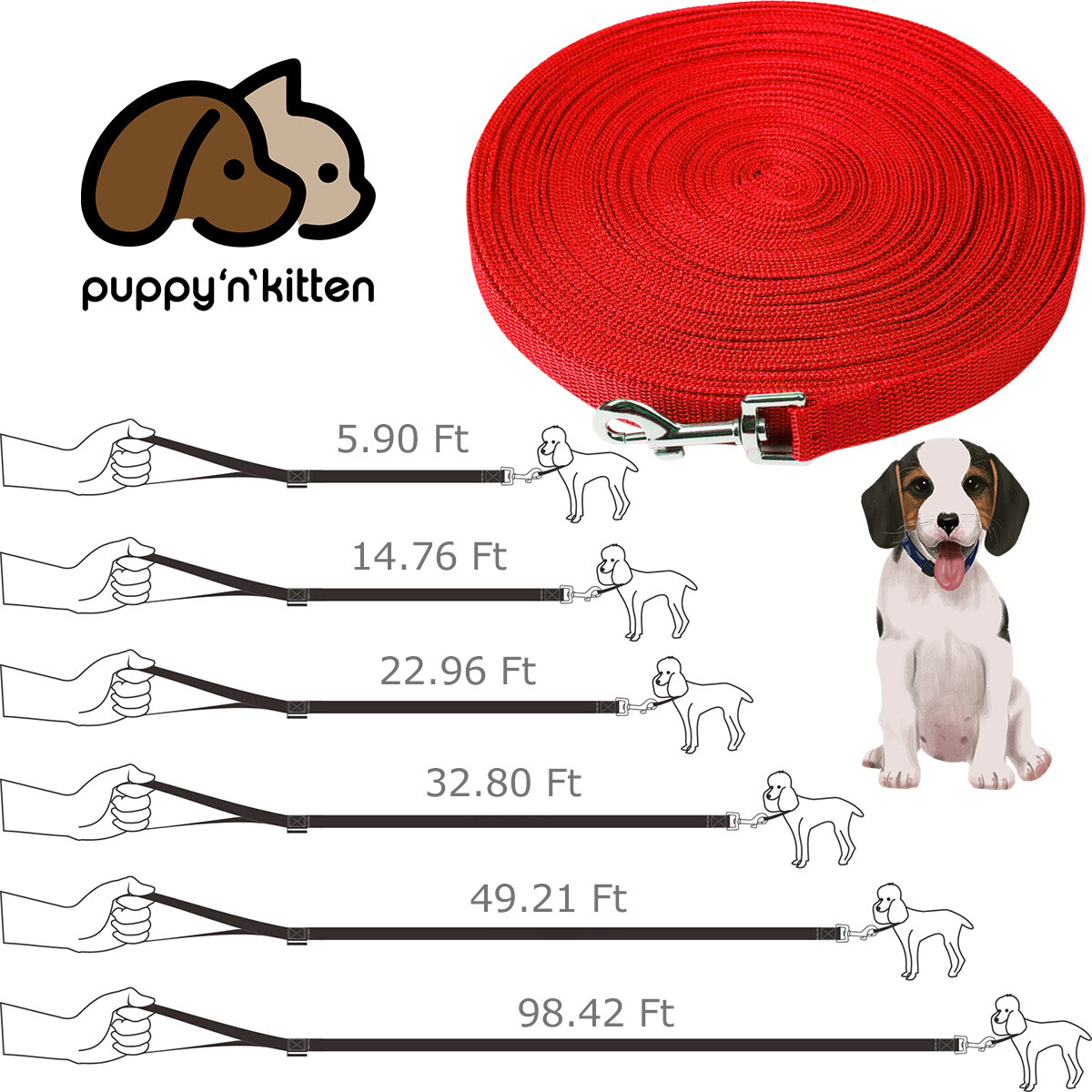 Dog Leash Long Obedience Recall Foot Feet Training Lead 6/15/23/33/50/100 FT