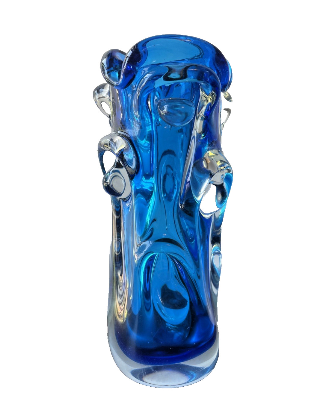 Vintage Art Glass Vase Jan Beranek for Skrdlovice Organic Shape Czech Bohemian