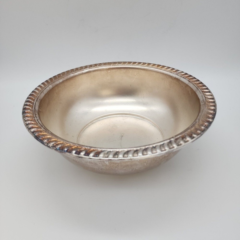 Vintage Eales 1779 Rope Rim Silver Plated Bowl India 9.5x3" MCM Retro Decor