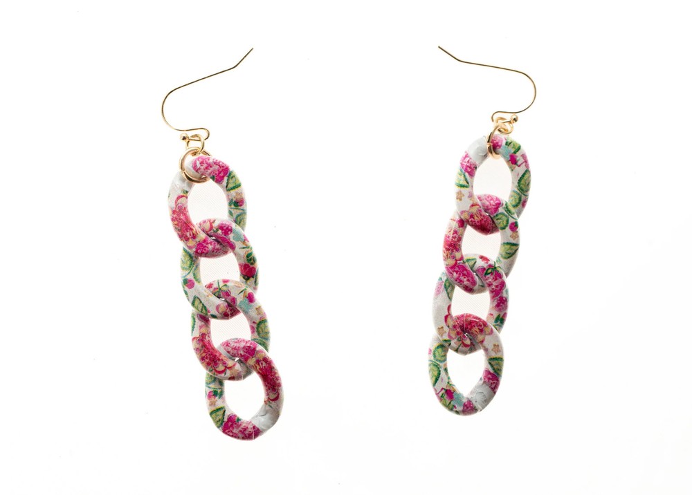 Multi Color Print Chain Link Necklace