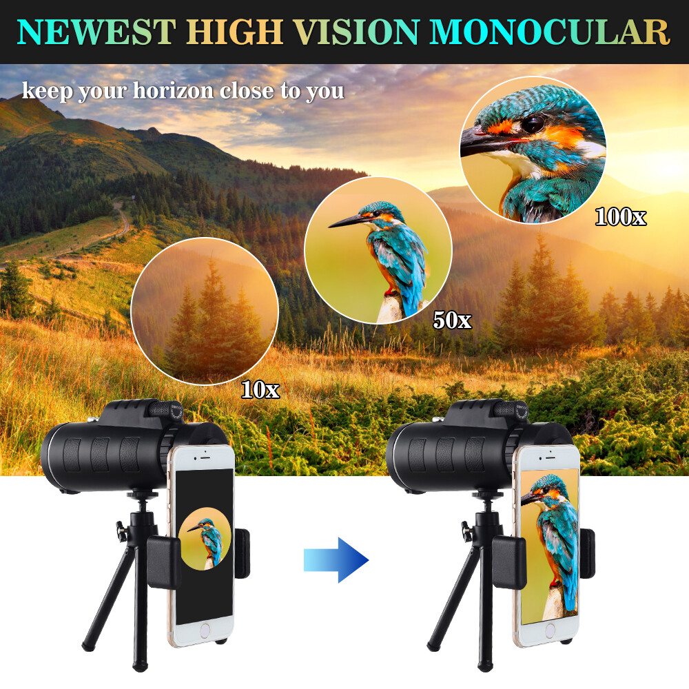 80x100 Zoom Day/Low Night Vision HD Monocular Starscope Monocular Telescope