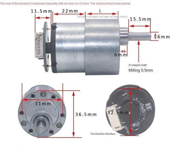 JGB37-520 DC12V/24V Encoder Motor Speed Measuring for Intelligent Trolley Robot