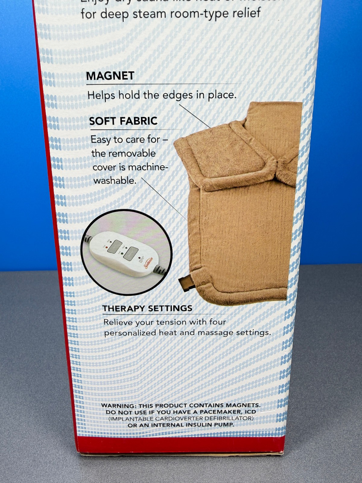 SUNBEAM MASSAGING RENUE EXTENDED BACK HEAT HEATING PAD THERAPY 26" X 34" NEW