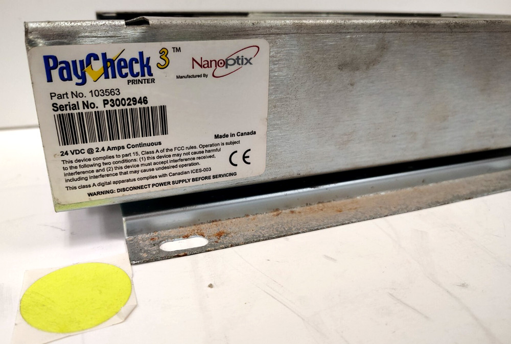 NANO PTIX PAYCHECK PRINTER 24VDC @ 2.4A CLASS B 103563