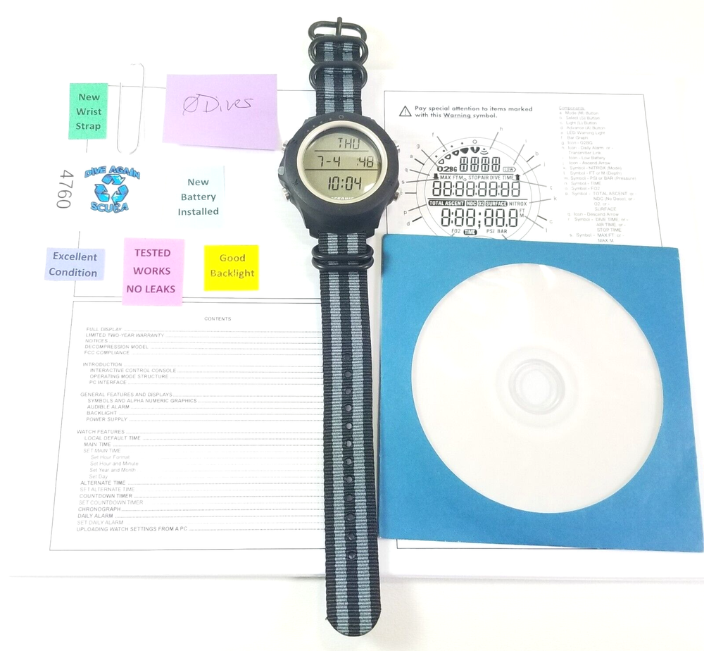 Oceanic Atom Wrist Watch Scuba Dive Computer Wireless Air & Nitrox #4760