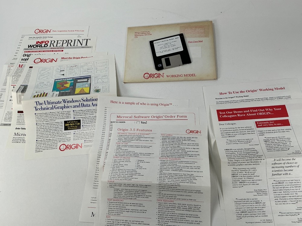 Microcal Software Origin Computer Model Demo Verson 3.5” Disks New Open Box
