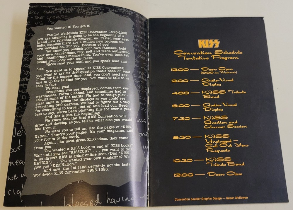 KISS 1st First Worldwide Convention (1995-96)~ Small 34 Pg. Booklet PROGRAM BOOK