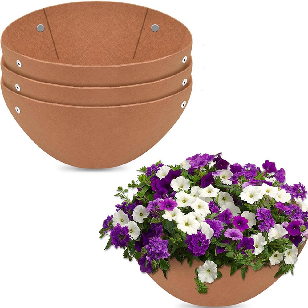 3Pc Round Hanging Basket Liners Felt Replacement Inserts for Hanging Baskets