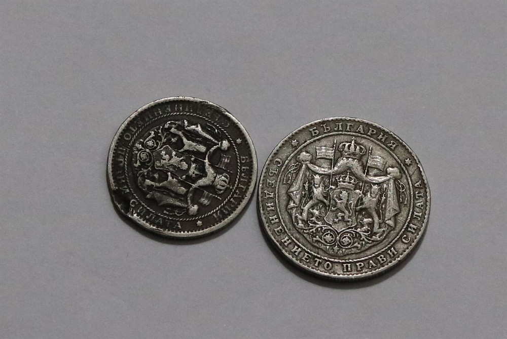 🧭 🇧🇬 BULGARIA 1 LEV 1925 + 2 LEVA 1925 B67 #84 ZN19