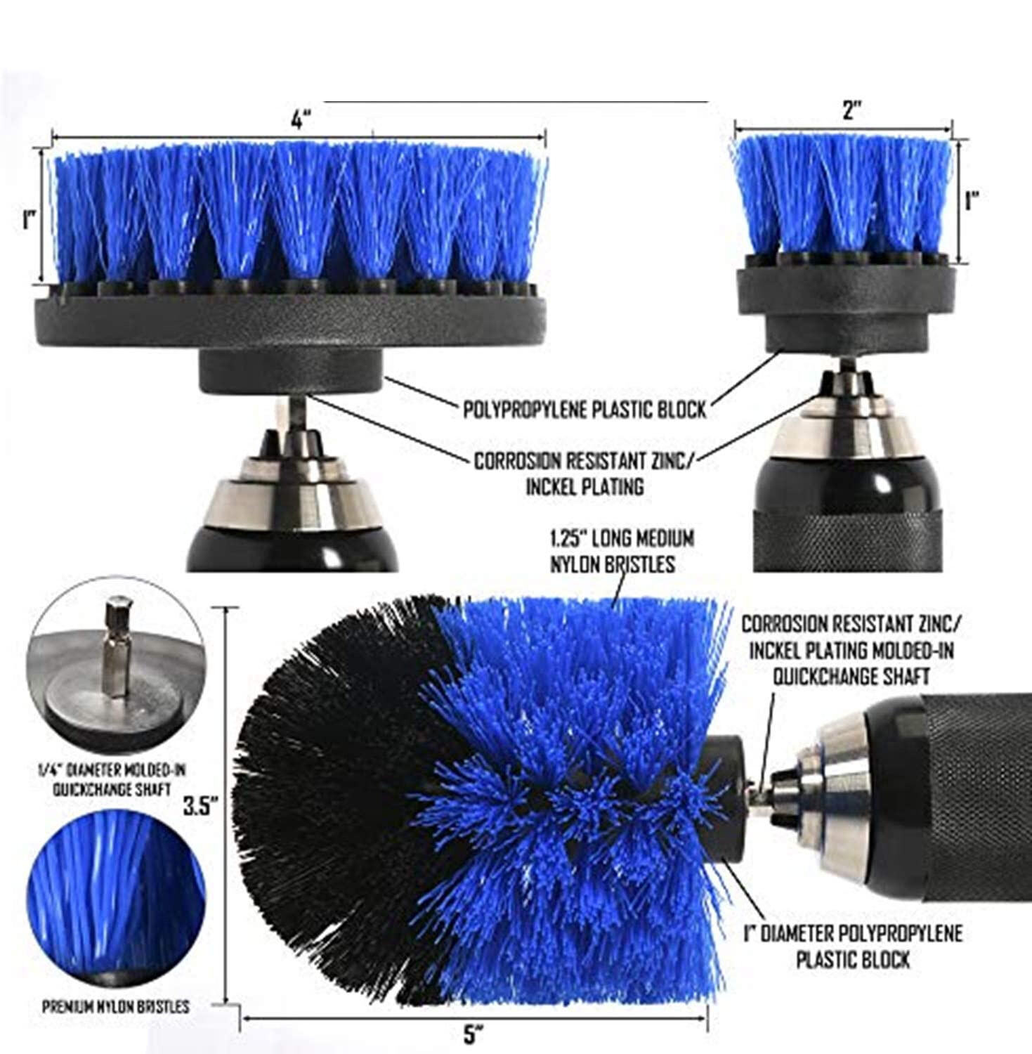 Drill Brushes Set 3Pcs Tile Grout Power Scrubber Cleaner Spin Tub Shower Wall