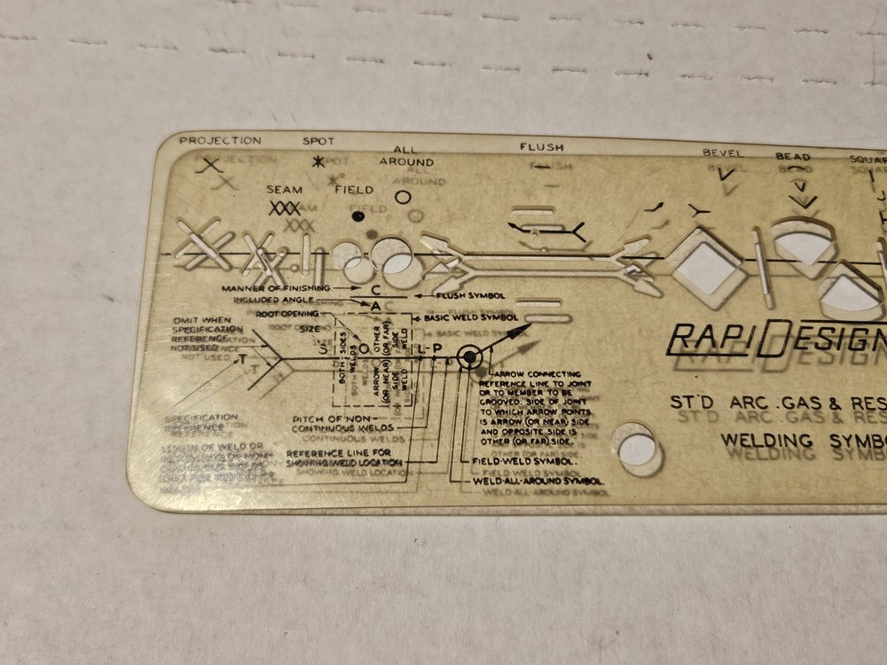 BEROL RAPIDESIGN NO.34 WELDING SYMBOLS TEMPLATE ENGINEERING DRAFTING TOOL GUIDE