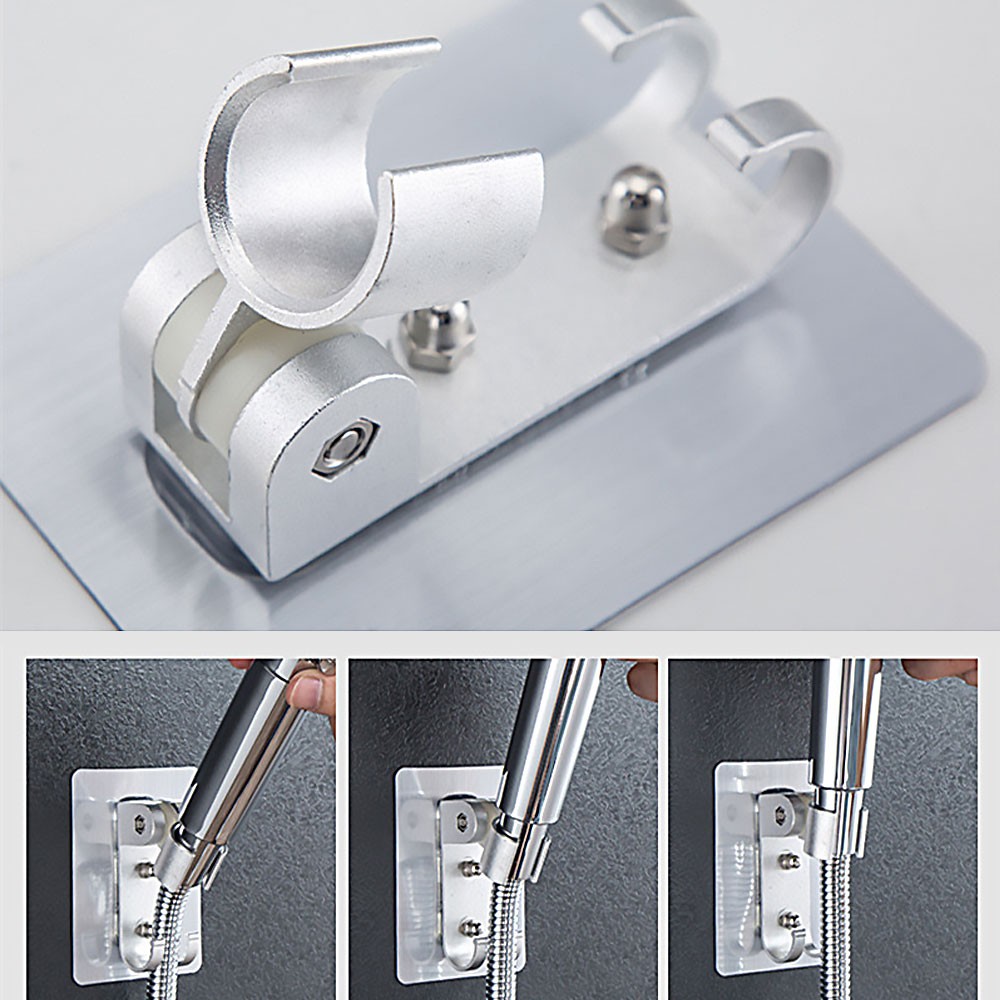 Adjustable Bracket Suction Shower Head Handset Holder Wall Mount +Hooks TL