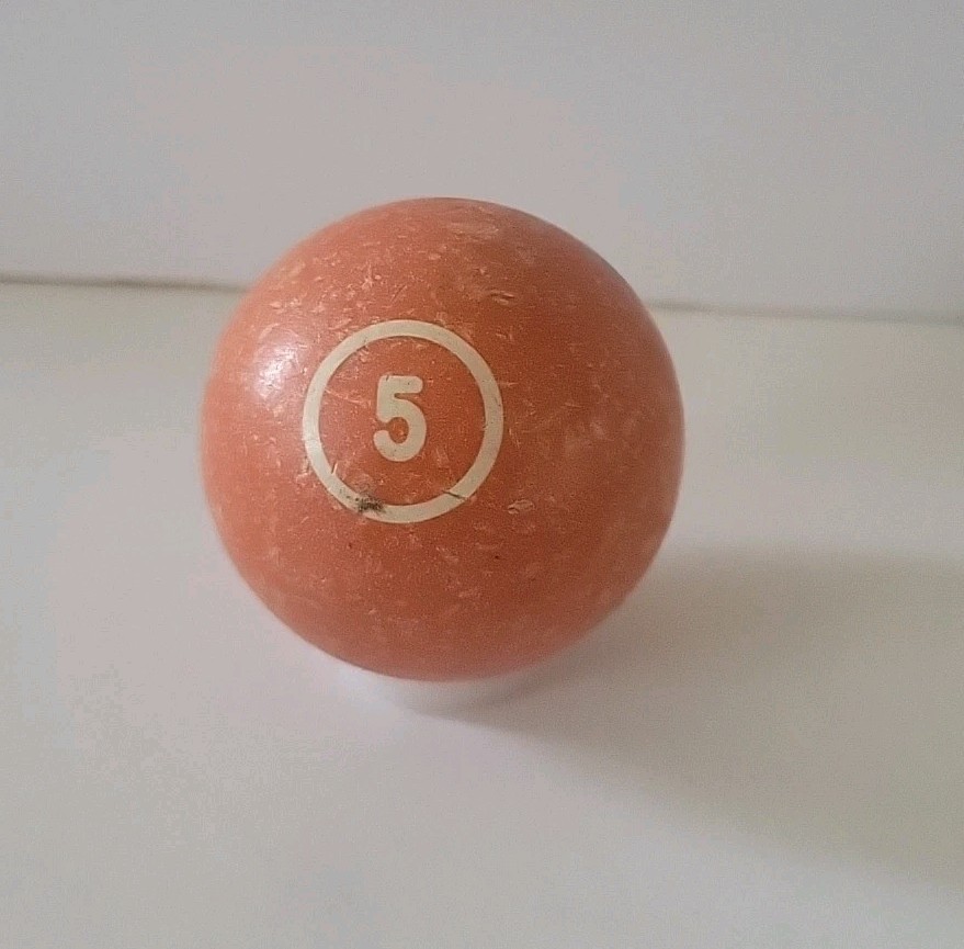 Vintage No. 5 Solid Orange Pool Ball Billiard 2" Replacement (A)