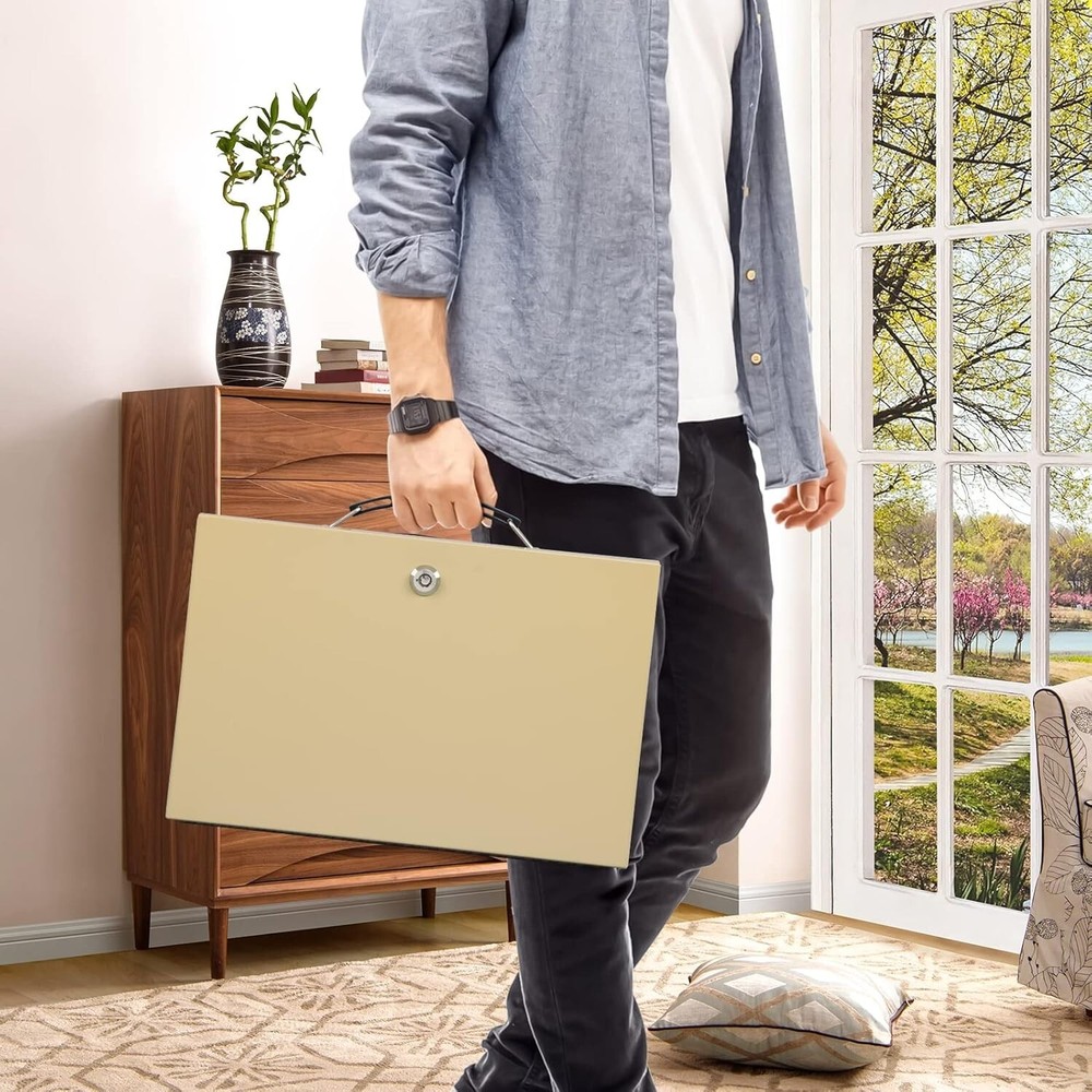 Fireproof Document Metal Box W Key Lock - Safe Storage for Valuables & Documents