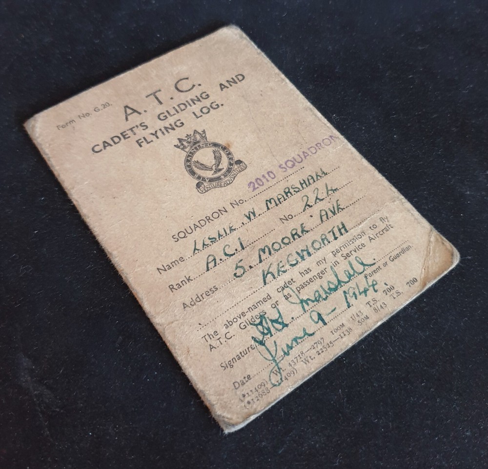 WW2 RAF Air Training Corps Cadet's Gliding and Flying Log- Dated 1943 to 1945