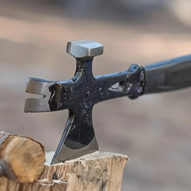 Survival Tactical Tomahawk Axe - Multi-Tool Hatchet with Rubber Grip Handle