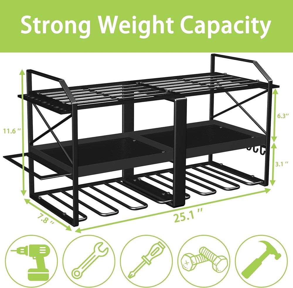 Spaclear Power Tool Organizer Wall Mounted Rack with 6 Drill Holders, 3 Layer