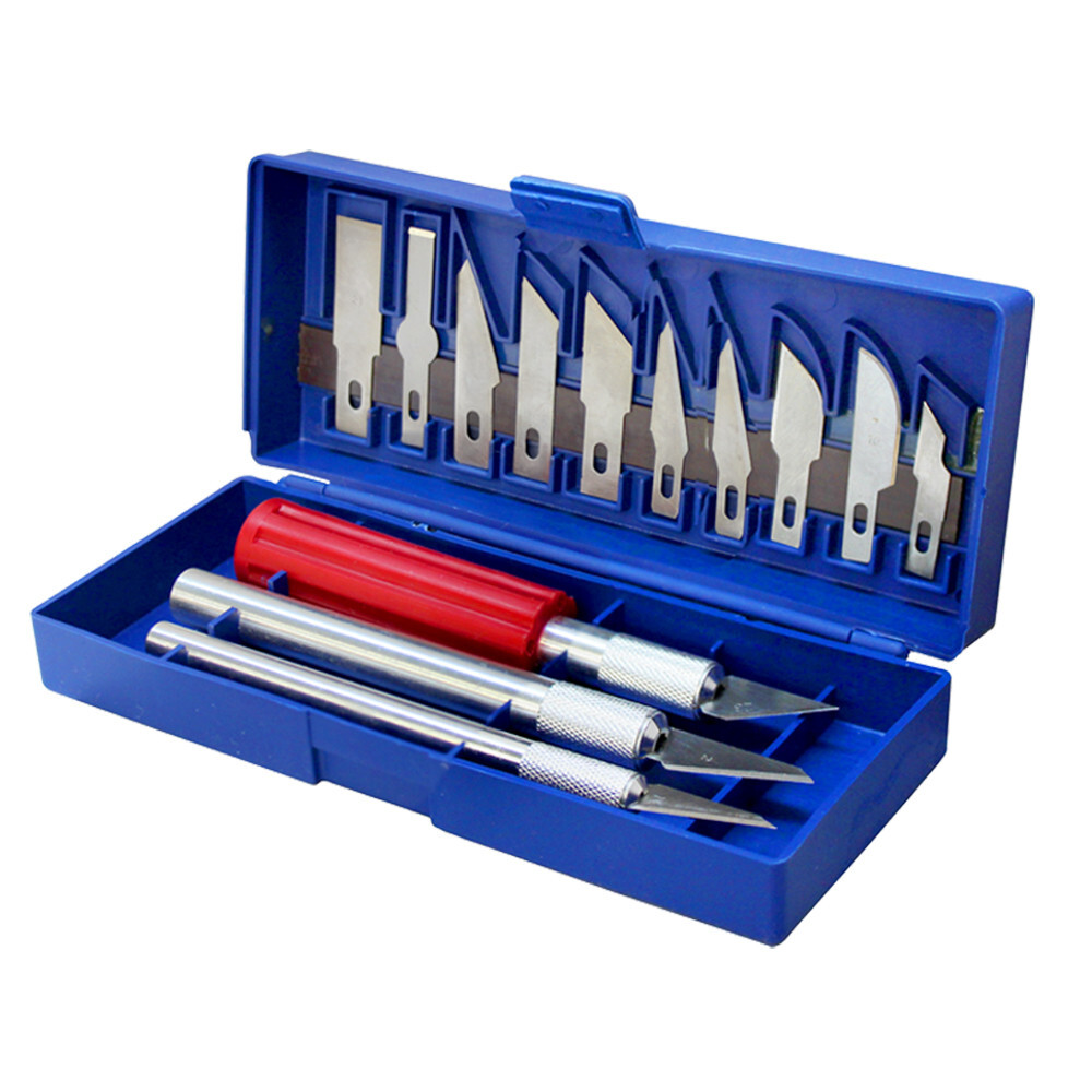 16 PC Hobby Knife Razor Blade Set Kit Case Cutter Tool Exacto Precision Cutting