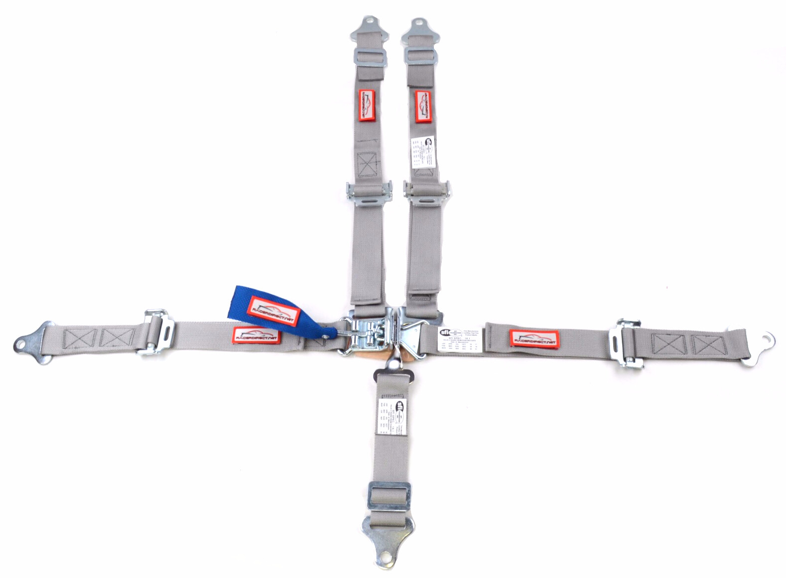 QUARTER MIDGET RACING HARNESS SFI 16.1 5 PT LATCH & LINK ROLL BAR MOUNT GREY