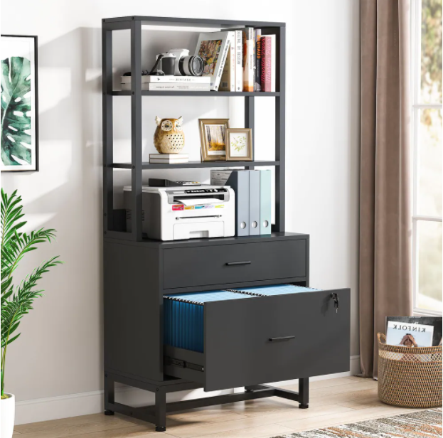 Cabinet Bookshelf Size Filing Vertical Storage Black Open Drawers Basic Shelving