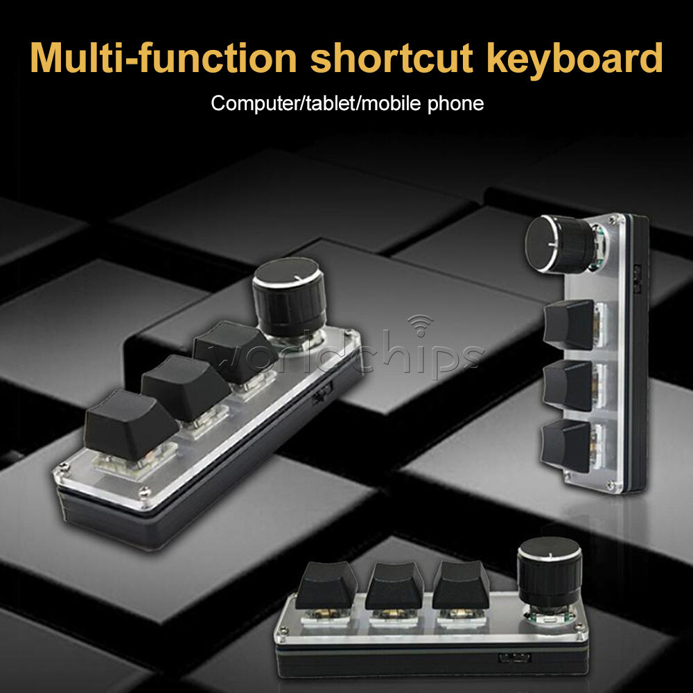 Type-c Programming Custom Knob Keyboard RGB 3 Key Copy Paste Mini Button + Cable